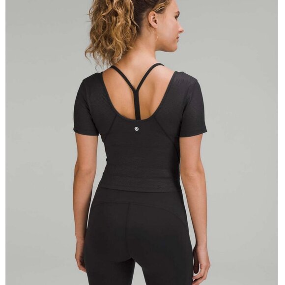 Lululemon Align T-Shirt Nulu Black Emboss Sz 12 | EUC - Picture 1 of 5